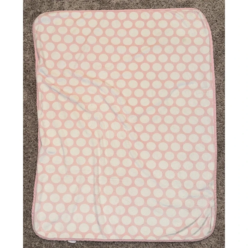 Carter's Baby Blanket Pink White Circles Dots‎ Sherpa